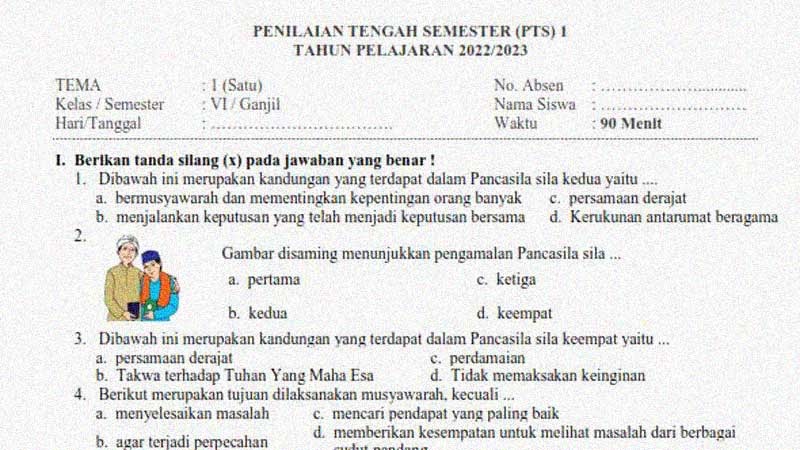 Soal Penilaian Tengah Semester 1 Kelas 6 Tema 1 Dan Kunci Jawabannya ...